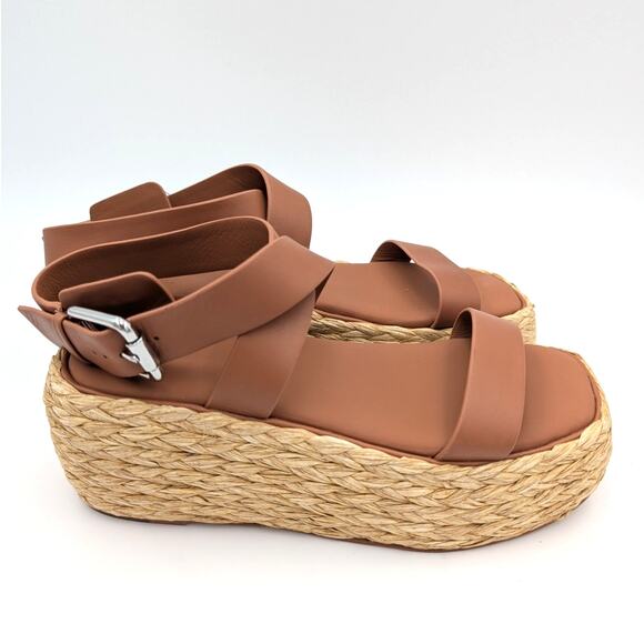 Donna Karan Pure Lalah Ankle Strap Raffia Platform Sandal Size US9.5M EU40.5 - Picture 4 of 12